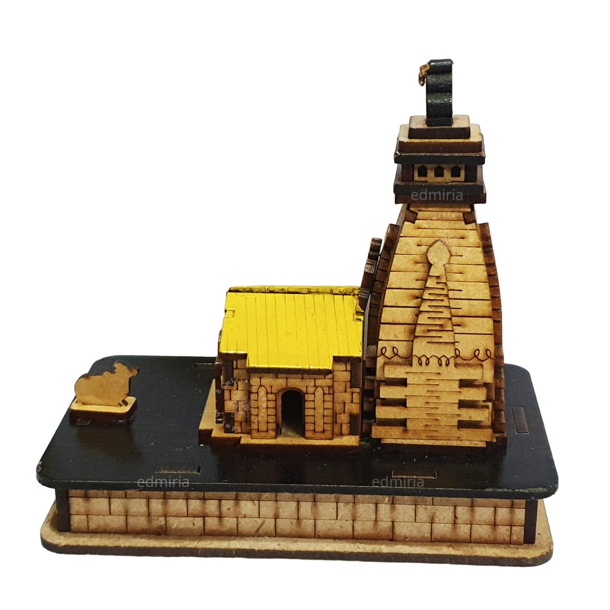 EDMIRIA Kedarnath Temple 3D Miniature Kedarnath Mandir Shree Kedarnath Dham, Lord ShivJi Decorative Wooden Showpiece - Brown, White (Medium (15x9.5x12.5 cm))