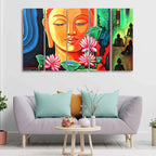 VIBECRAFTS Spiritual Gautam Buddha Wall Painting of Five Pieces For Home|Office|Living Room|Gift (PTVC5Pcs4_8699)
