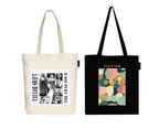 Peach Blossom Printed Cotton Zipper Tote Bags | CBAG - WHT-TAYLOR SWIFT_BLK-FAUVISM