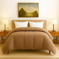 linenaffairs Heavy Winter Bed Comforter for King Bed - 500 GSM Ultra Warm Quilt Blanket/Rajai - Taupe - Down Alternative Microfiber Duvet Insert with Corner Ties - Winter Season Premium Kafalo