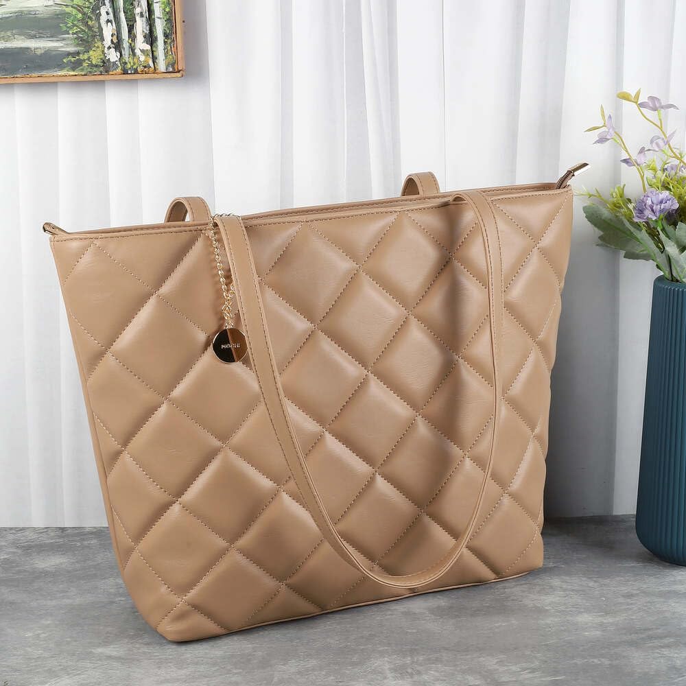 Mochi Women's Beige Stylish Faux Leather Tote Bag (66-365)