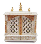Jodhpur Handicrafts MDF Wood Home Temple Puja Mandir Home Temple Pooja Mandir with Door Pooja Room Stand (18 inch x 9 inch x 22 inch, White)