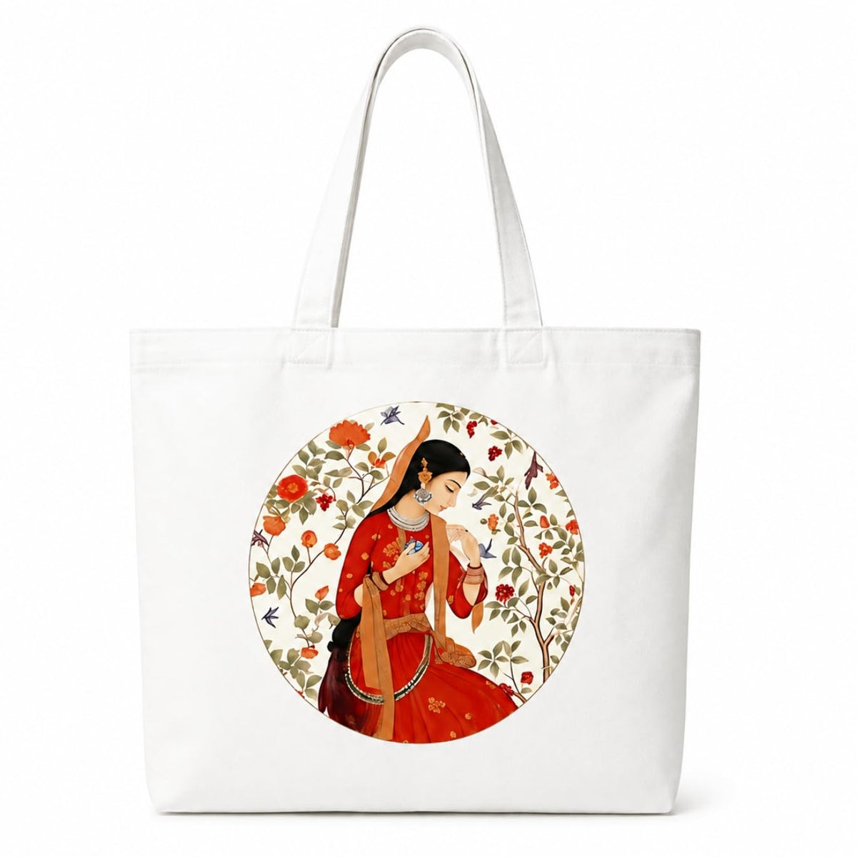 Adorvue Premium Rajasthani-Inspired Art Printed Tote Bag Stylish Eco-Friendly Cotton Handbags, Canvas Bags for College, Shopping, Office, Travel, Grocery Runs, Beach Day and Casual Outings Pack of 2