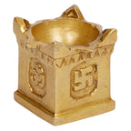 Artvarko Brass Tulsi Diya Om Shri Swastika Tishul Engraving Oil Lamp Diya Deepak Home Pooja Puja Idol Mandir Décor Small 5 cm