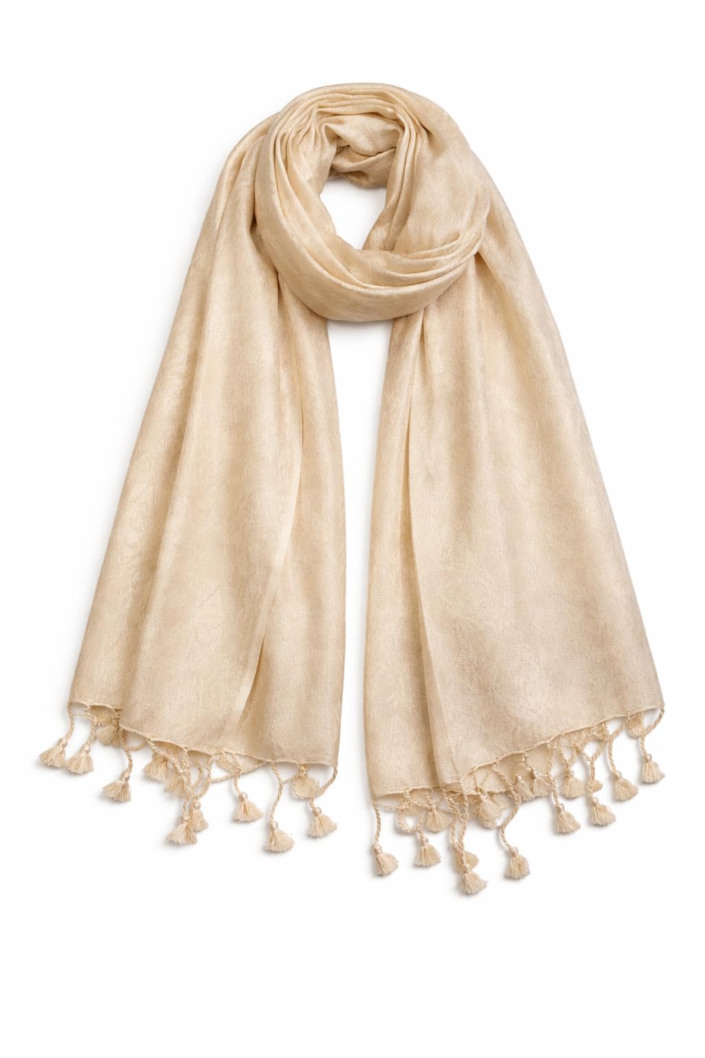 ZEN APPAREL Soft Viscose Fabric Jacquard Scarf, Stole, Shawl (Cream)