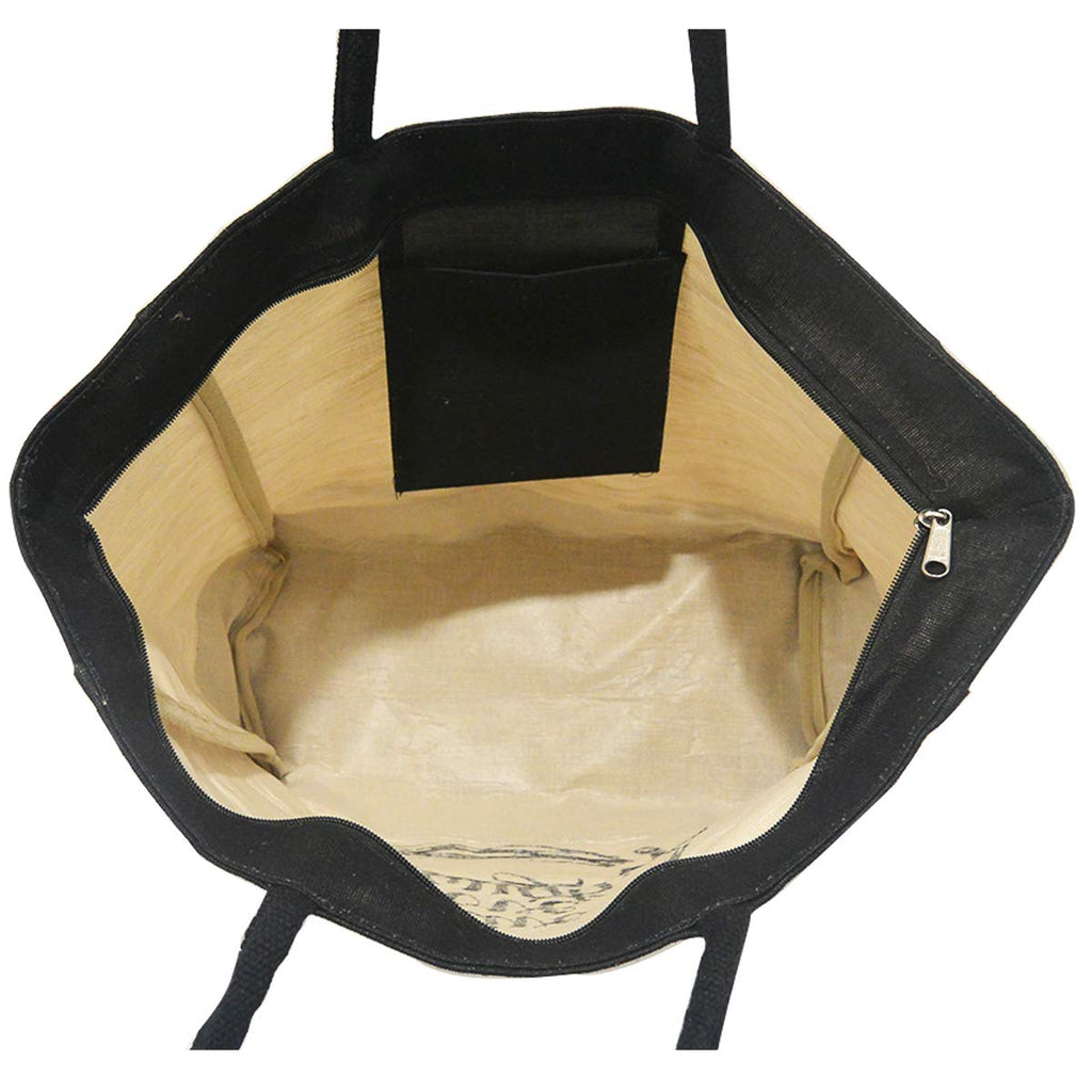 Earthbags Reusable and eco-Friendly Bag Made of Jute and Cotton Typography Printed Carrybag with Strong Cotton Padded Handles(15x19x6 Inch)