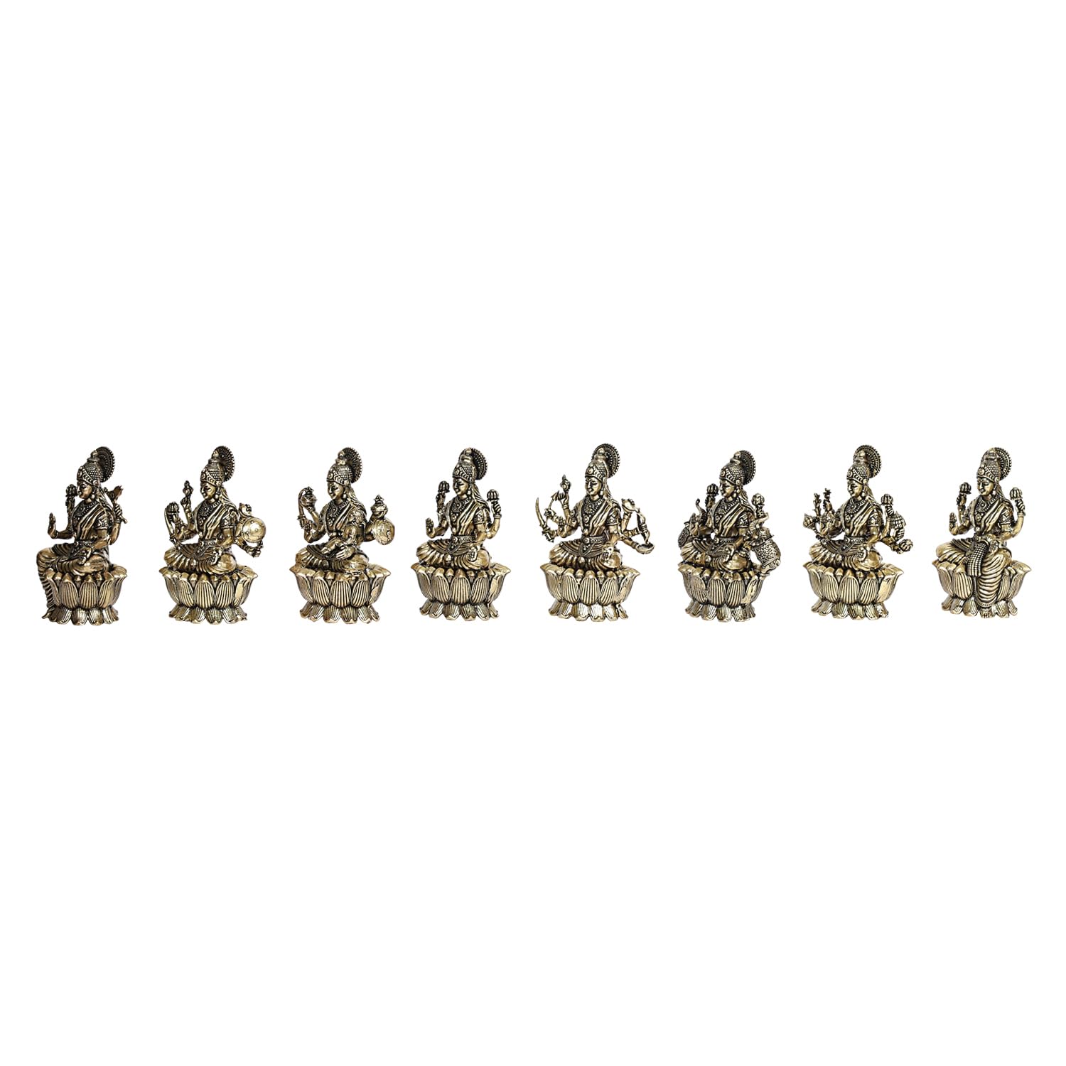 ARTVARKO Brass Ashtalakshmi Laxmi Set of 8 Pcs Ashta Lakshmi Luxmi for Home Office Décor Gift 3 Inch