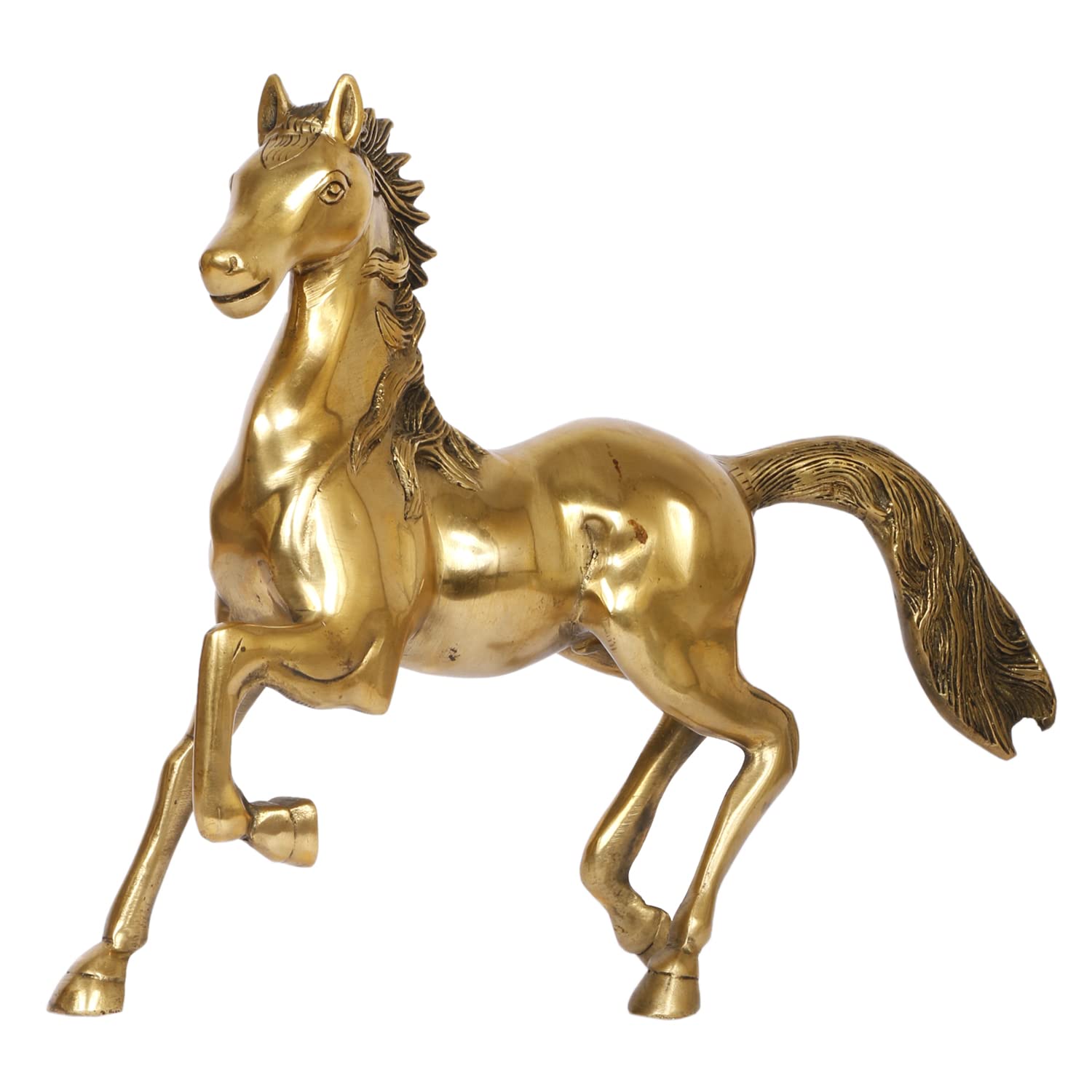 Artavrko Brass Running Horse Showpiece Statues Home Decor Good Luck for Success and Prosperity | Table | Office (12 Inches Gold)
