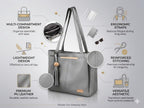 PAVILONN Women Tote Bag Ladies Handbag Shoulder Office Shopping Work Laptop PU Leather Brown Travel College Daily Use Designer Large Stylish Fashion Zipper Commuter Gift (GREY 1)