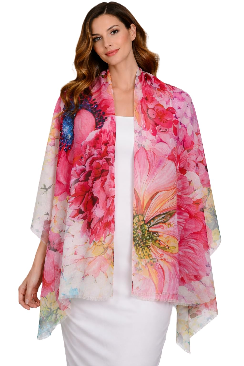 VIC Cotton Modal Digital Print Scarf for Women | Digital Print Designer Stole | Soft Lightweight Luxury Wrap | Premium Silk Modal Blend | 55 x 170 cm | VIC-SM-DP5517 (Floral soft light)