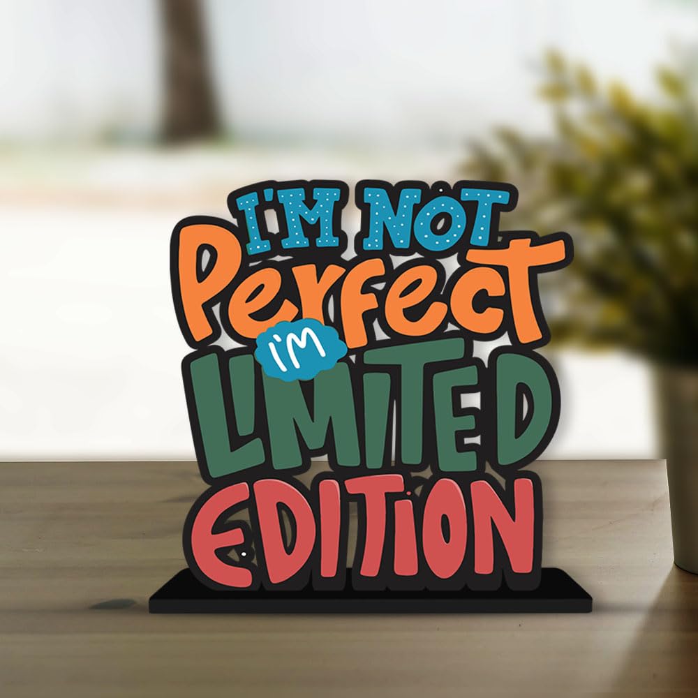 Artvibes Wooden Idols and Figurine I Am Not Perfect Limited Edition Inspirational Quotes Table Decoration for Office Desk | Home Decor Item | Livingroom | Wood Showpiece Gift (Sp_1126N)