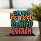 Artvibes Wooden Idols and Figurine I Am Not Perfect Limited Edition Inspirational Quotes Table Decoration for Office Desk | Home Decor Item | Livingroom | Wood Showpiece Gift (Sp_1126N)