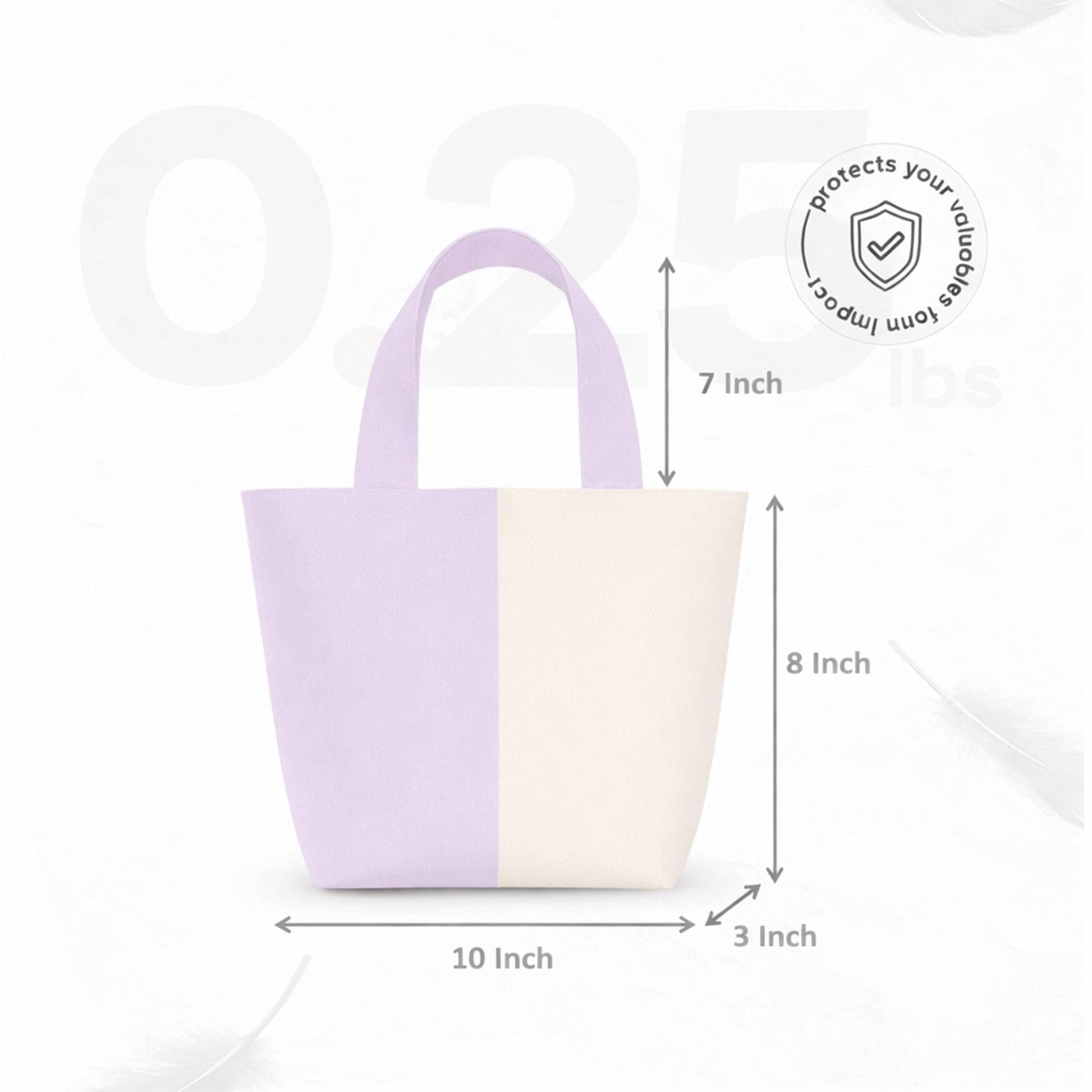 Lify Canvas Mini Tote Bag for Women | Small Handbag Purse with Zipper & Inner Pocket | Lightweight Cotton Canvas Craft Bag for Daily Use, Travel, Shopping & Gifting (1 Piece) (Pastel Purple)
