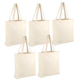 INDOZY Cotton Tote Bags Bulk Shopping Bag for Crafts, DIY Reusable Grocery Bag, 15 X 17 Inch Set of 5 Bags