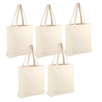INDOZY Cotton Tote Bags Bulk Shopping Bag for Crafts, DIY Reusable Grocery Bag, 15 X 17 Inch Set of 5 Bags