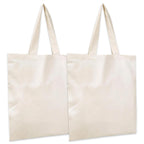 Metsi Reusable Canvas Cotton Tote Bag, 15x16, 11 Drop Handle, 100% Natural Cotton Tote Bag, Eco-Friendly, Durable, Washable Cloth Tote for Shopping, Book, Travel & Everyday Use, Pack of 2