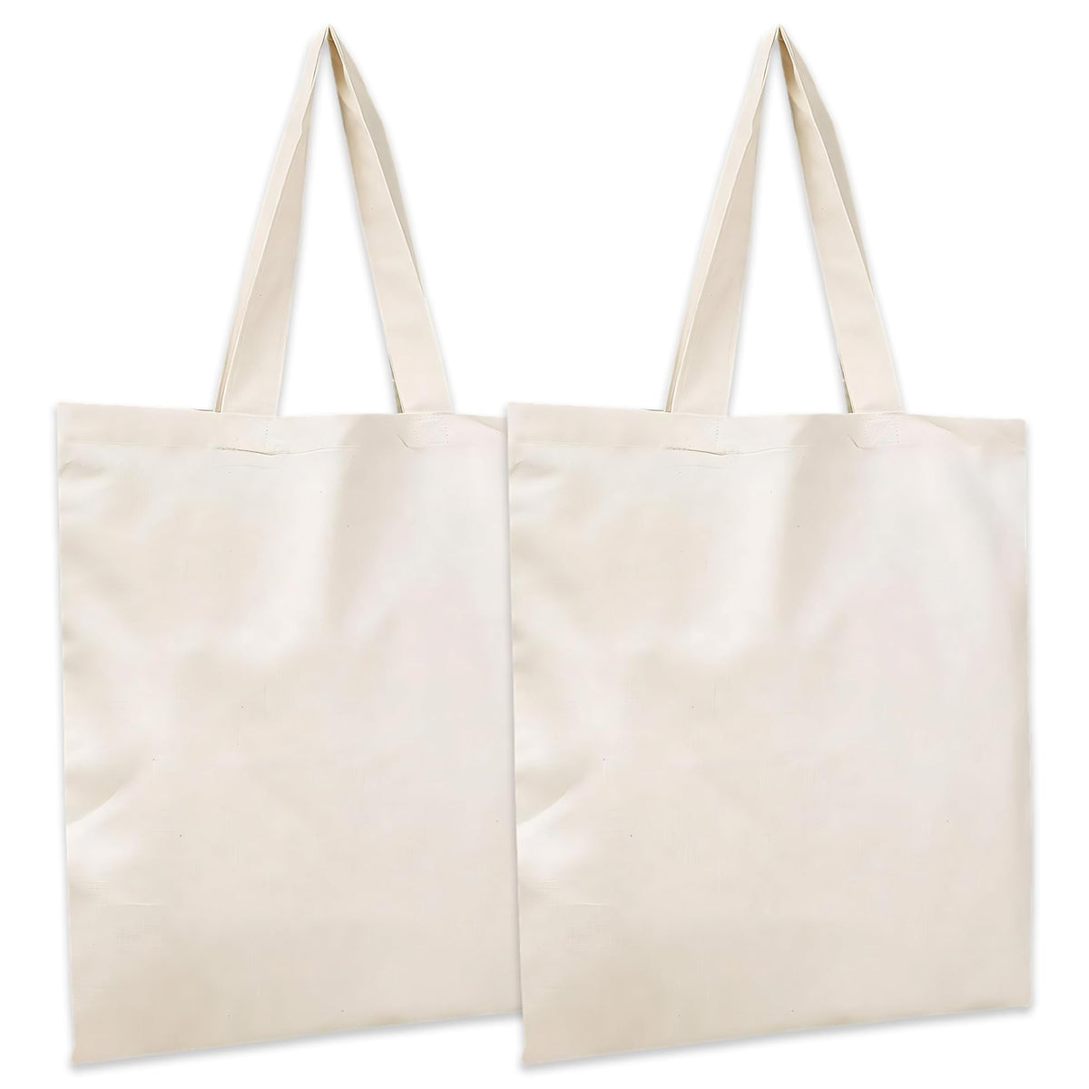 Metsi Reusable Canvas Cotton Tote Bag, 15x16, 11 Drop Handle, 100% Natural Cotton Tote Bag, Eco-Friendly, Durable, Washable Cloth Tote for Shopping, Book, Travel & Everyday Use, Pack of 2