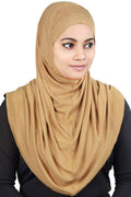 MyBatua Women's 2-Piece Al-Amira Hijab with Under Scarf/Cap/Bonnet in Soft Viscose Jersey for Female, Ready to Wear HJ-129 (Beige)