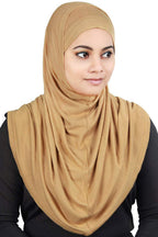 MyBatua Women's 2-Piece Al-Amira Hijab with Under Scarf/Cap/Bonnet in Soft Viscose Jersey for Female, Ready to Wear HJ-129 (Beige)