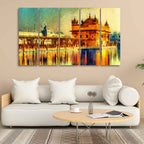 VIBECRAFTS Golden Temple 5 Pieces Canvas Wall Painting For Home | Office | Living Room | Gift (PTVC5Pcs4_8540)