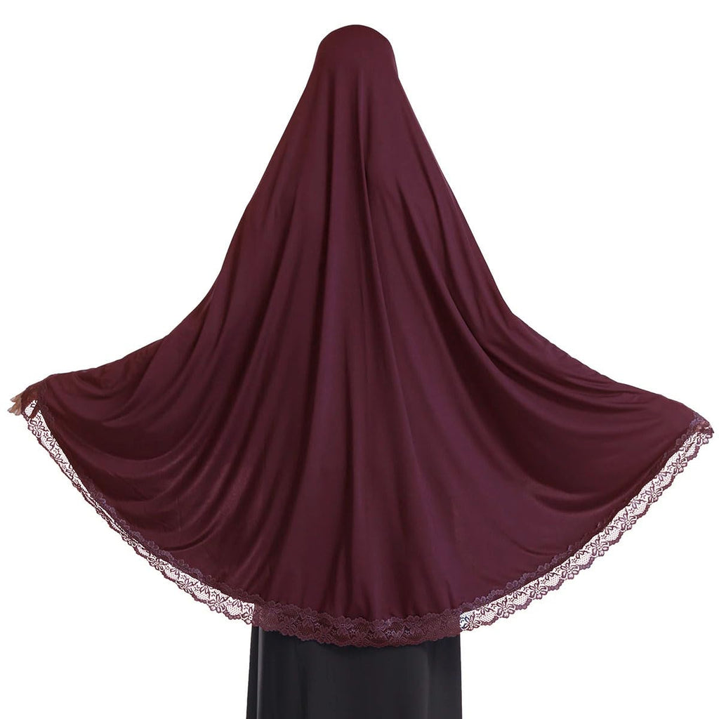 ICW Women Stretchable Jersey Jilbab Cum Prayer Khimar Hijab (Free Size) 42 Inch (Maroon) For Female