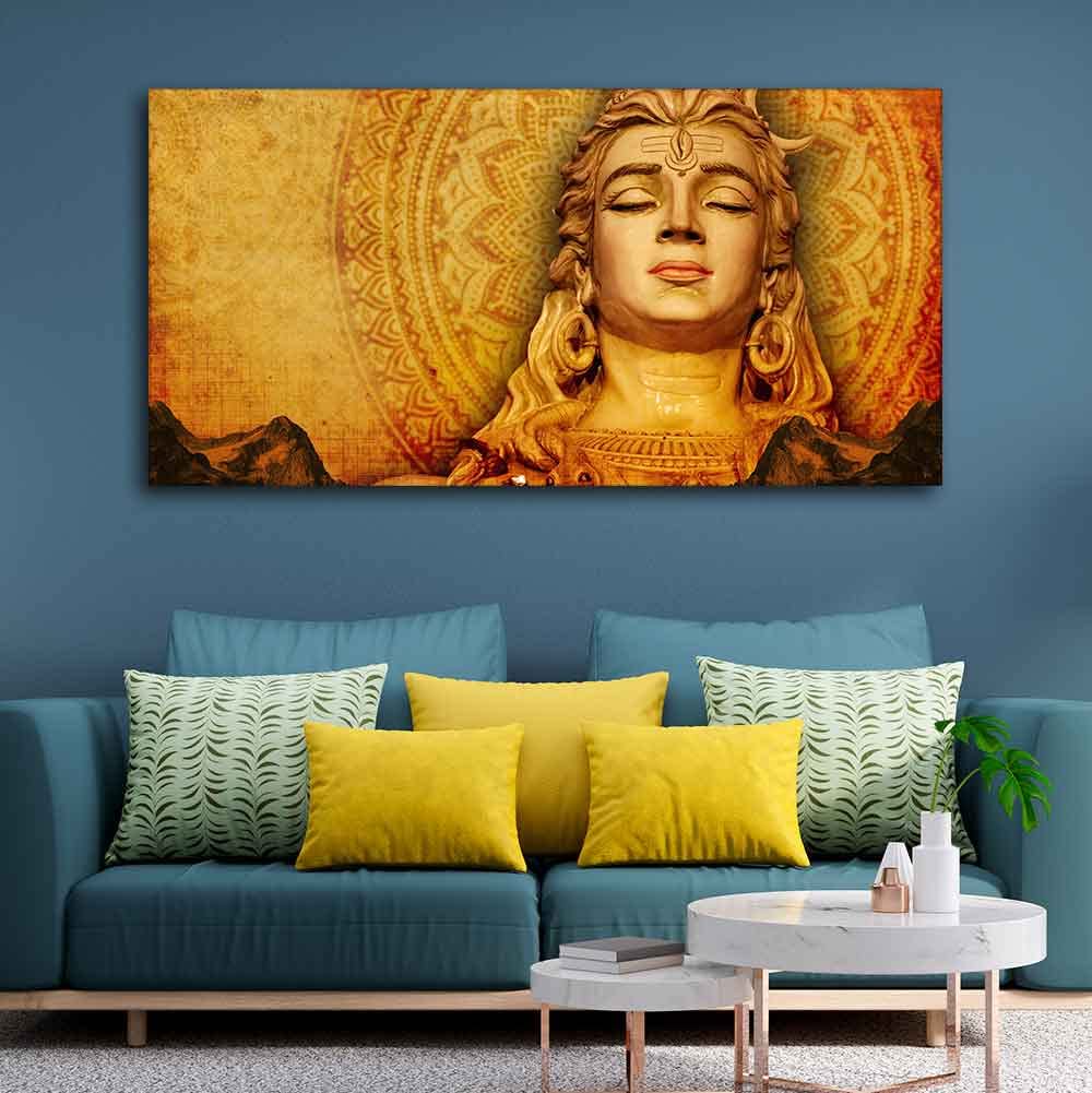 VIBECRAFTS Spiritual Shiva Premium Canvas Wall Painting With Frame for Living Room Drawing Room Home|Office|Gift (PTVCH_2228N)