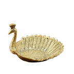 KridayKraft Hand Crafted Metal Duck Wing Shape Dryfruits Tray Perfect for Home Centre Table Serving Dry Fruits & Fruits (Golden, Pack of 1)