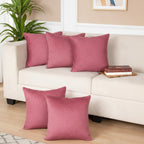 STITCHNEST Quilted Velvet Cushion Covers Set of 5 | Soft Peach | 24x24 Inches | Premium Sofa & Living Room Décor