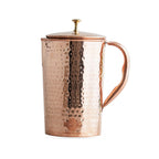 IndianArtVilla Pure Copper Jug Pitcher, Hammered Design, Storage Water, Health Benefits, 1 LTR