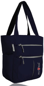WILD MODA Womens Kareena Multipurpose Shoulder & Classic Tote Bag (Blue & Grey)