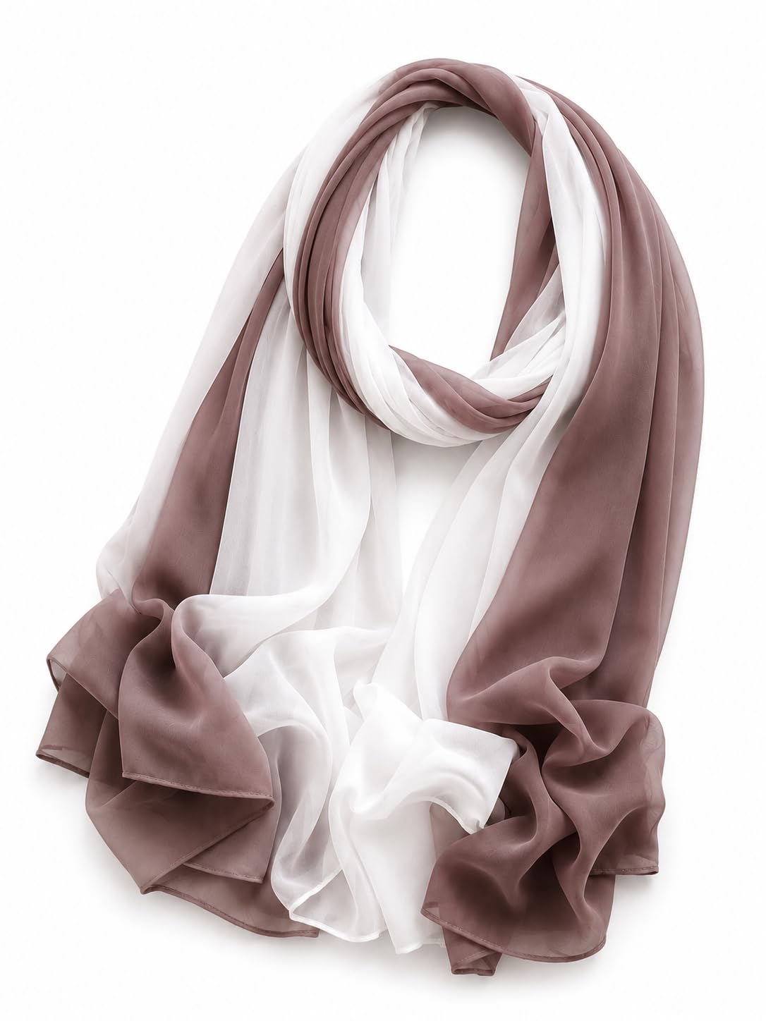 Malaysian Georgette Ombre Hijab Scarf Dual Shade 170x70 cm, LIGHT BROWN