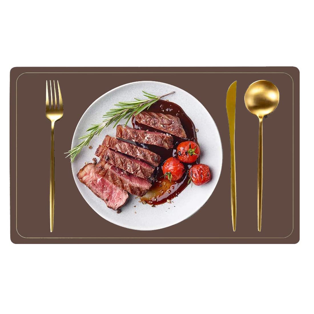 Maharsh Pu Leather Dining Table Mat Waterproof Heat Insulation Placements (Brown, 5) Kafalo