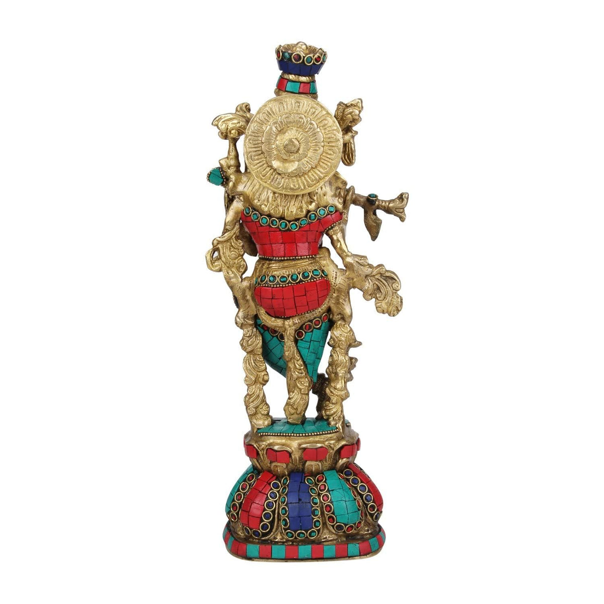 SVARUP Brass Krishna Murti in Multicolor Height 13 Inch