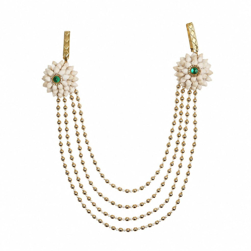 Anuradha Art Jewellery Beautiful Mogra flower Jewellery Combo Set With Green Stone | Handmade Maharashtrian Floral Jewellery | Haldi, Mehendi, Wedding, Festival & Bridal Wear |For Baby Shower | For Womens & Girls.