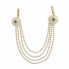 Jewellery Traditional Mogra flower Jewellery Combo Set With Green Stone | Handmade Maharashtrian Floral Jewellery | Haldi, Mehendi, Wedding, Festival & Bridal Wear |For Baby Shower | For Womens & Girls.