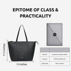 The Gusto AZA - Premium Vegan Leather Tote Bag for Women with Grained Texture | Medium Size Stylish Hand Bag/Shoulder Bag, Fits upto 14 Laptop