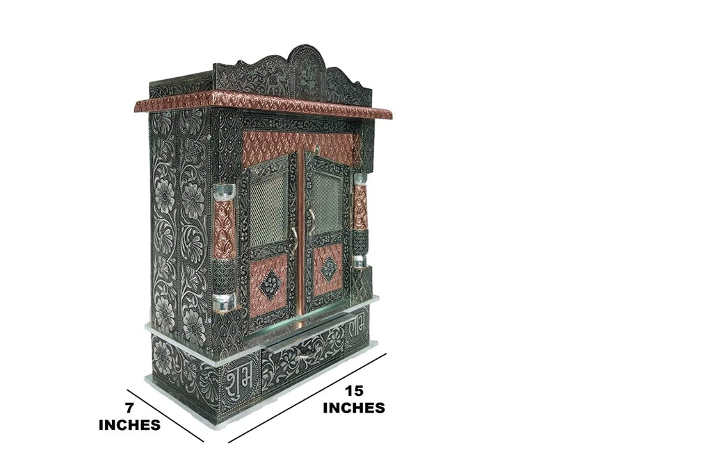 Handicrafts Big Size Wooden Mantapa for Pooja Room/Modern Mandir/Oxidise Temple for Home - 6x15 Inches