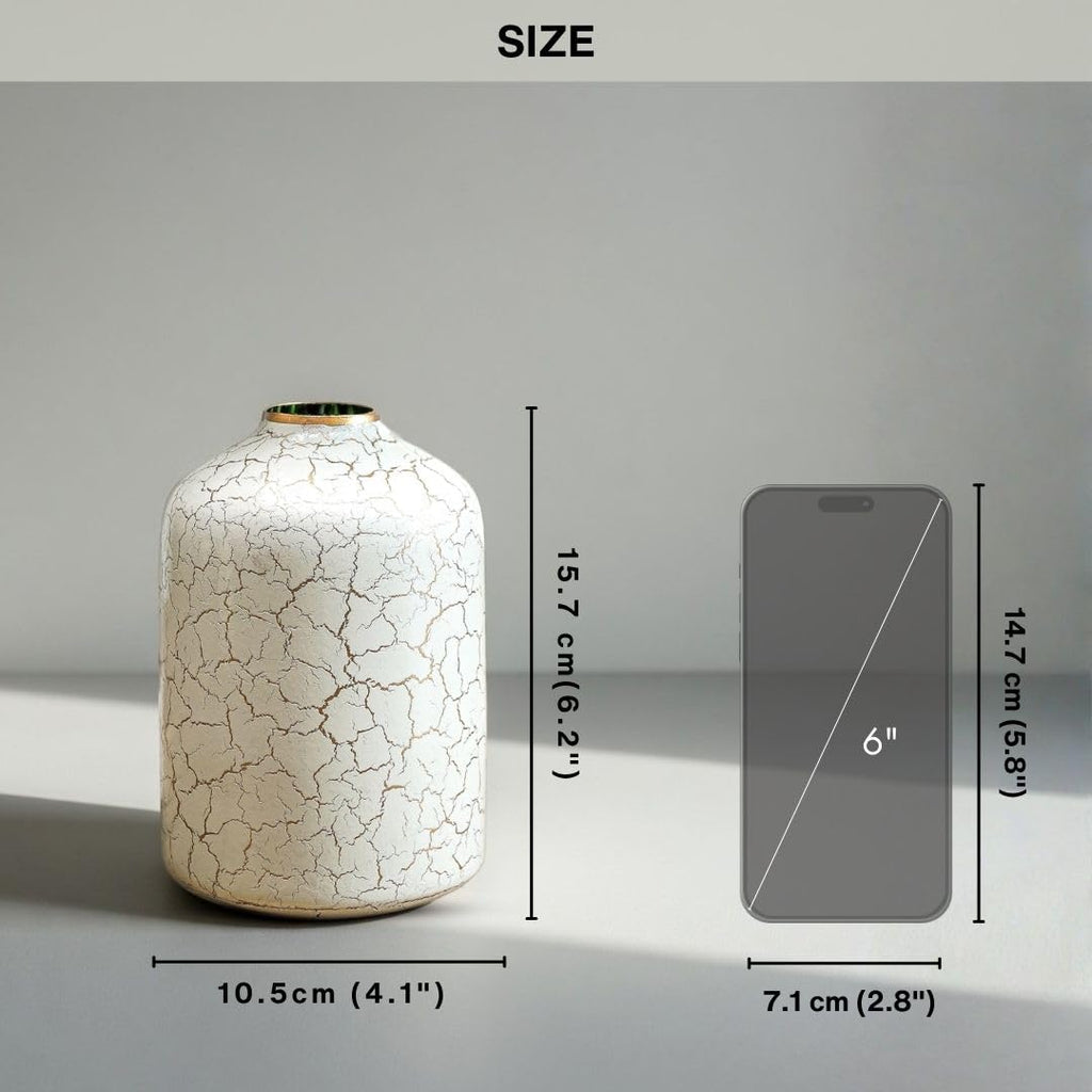 BEHOMA White Metal Vase for Home & Office Decor