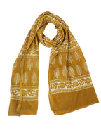 RAI SAHAB Printed Cotton Women Scarf, Stole, Fancy Scarf(ST-124MUSTARD10)