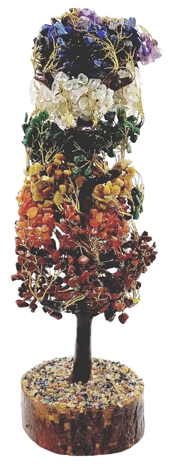 ART FLAUNTS Seven Chakra Gemstone Crystal Bonsai Tree for Good Luck, Wealth & Prosperity Home Office Décor Spiritual Gift | Multicolor Chakra Tree, Big Size