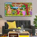 VIBECRAFTS Canvas Paintings for Living Room Drawing Room Canvas Painting of Indian Holy Place Mathura Vrindavan for Home|Office|Gift(PTVCH_2392N)(48 x 24 Inches)