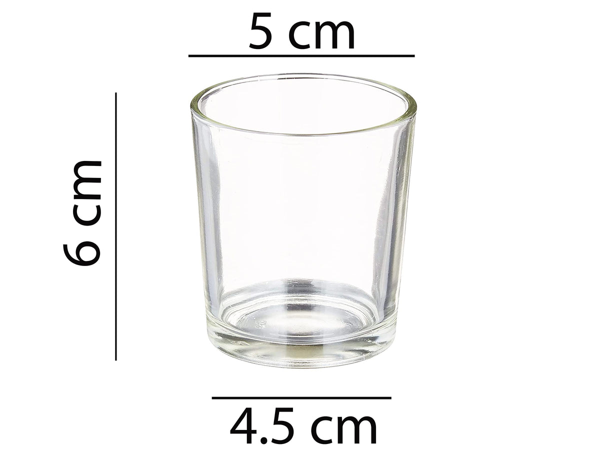 Pure Source India Set of 6 Glass Votive Tealight Candle Holders - Living Room Side Table Home Decoration (Glass, Pack of 6, Clear)