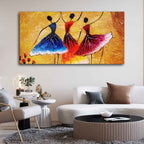 VIBECRAFTS Canvas Paintings for Living Room Drawing Room African Warli Canvas Wall Painting Fitted With Wooden Frame for Home | Office | Gift (PTVCH_2440)