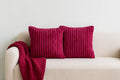 AWARD VELVETS Premium Faux Rabbit Fur Plush Luxury Soft Fluffy Striped Decorative Throw Pillow/Cushion Covers for Sofa, Couch, Living Room - (Dark Pink, 16 x 16 inch) Set of 2