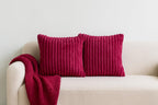 AWARD VELVETS Premium Faux Rabbit Fur Plush Luxury Soft Fluffy Striped Decorative Throw Pillow/Cushion Covers for Sofa, Couch, Living Room - (Dark Pink, 16 x 16 inch) Set of 2