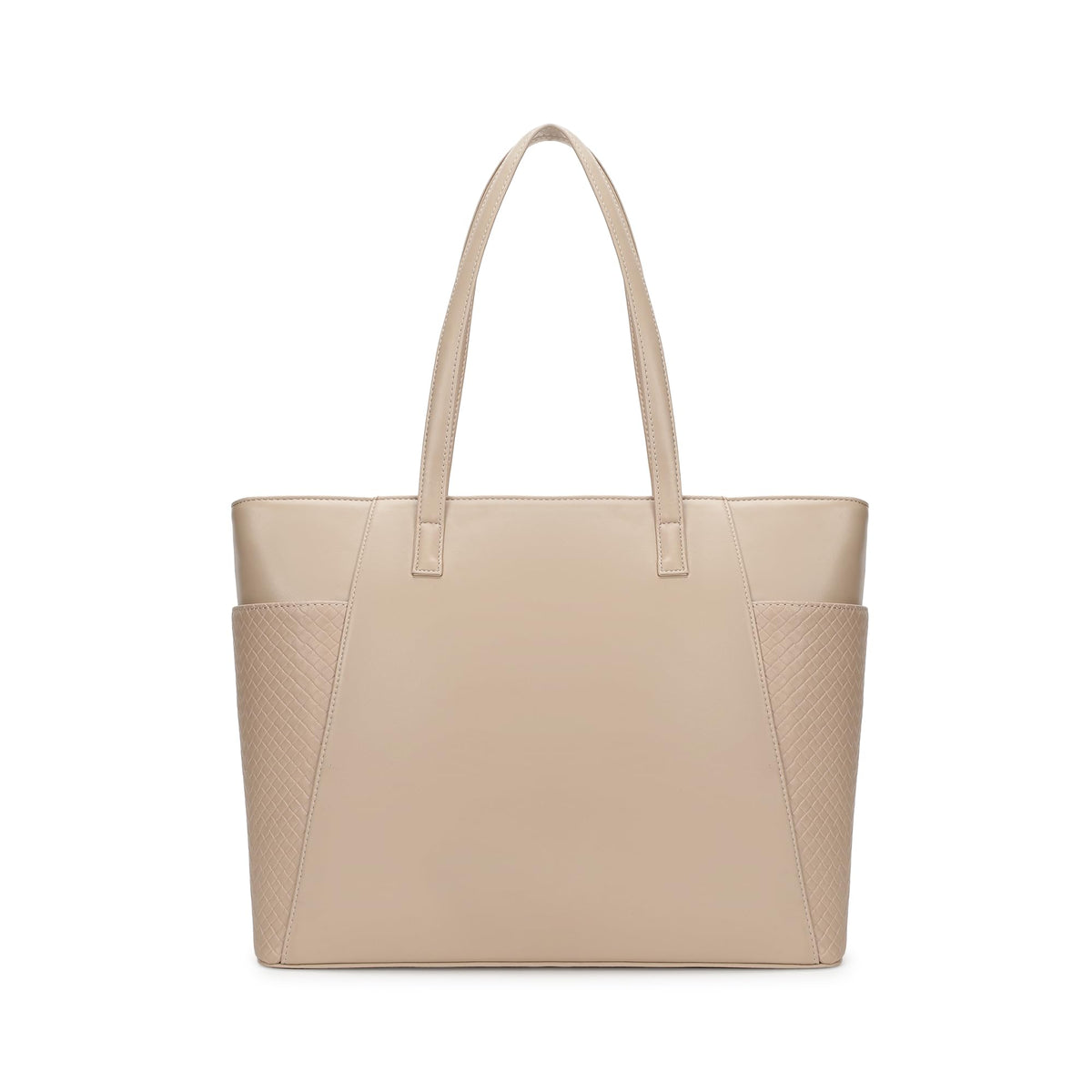 Fastrack Gridlock Tote | Woven Faux-Leather Women's Handbag | Laptop Tote with Textured Side Pockets & Gold Hardware