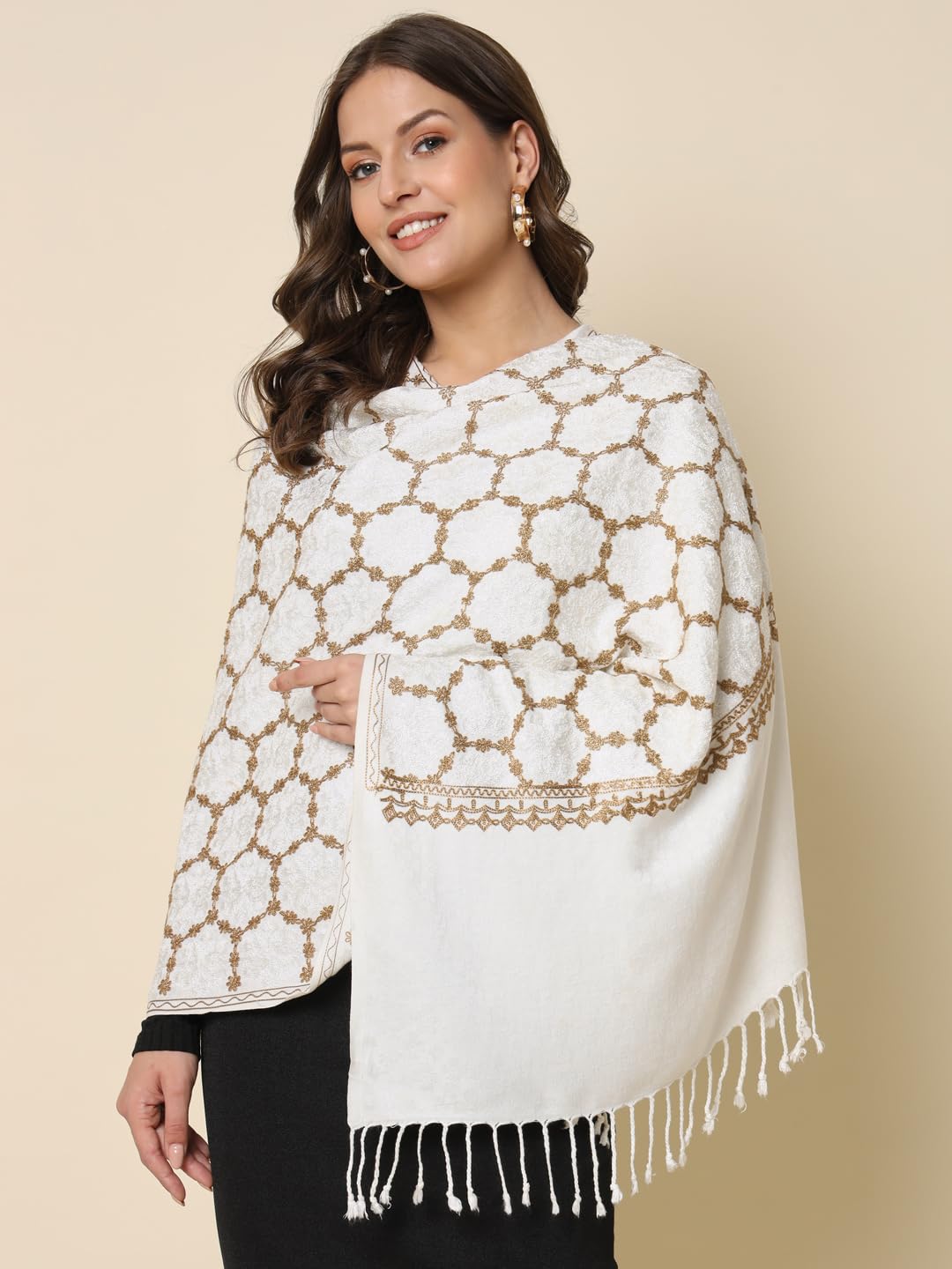 Pashmoda Women Shalimaar Embroidered Stole (Size 71X203 CM)