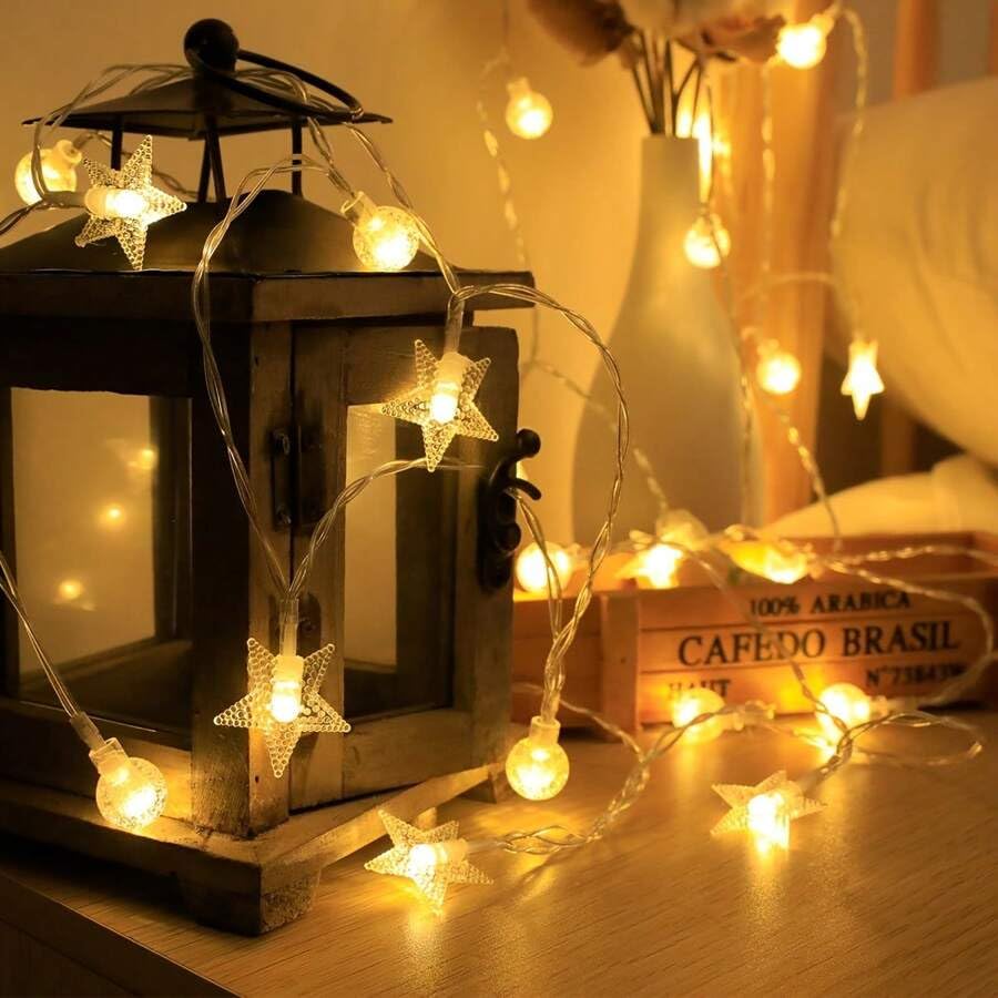 The Purple Tree Decorative Crystal Ball And Star String Led Lights For Diwali Christmas Wedding-3 Meters(1 Pc,20 Bulbs)Diwali Lights,Christmas Decorative Lights,Festive Lights
