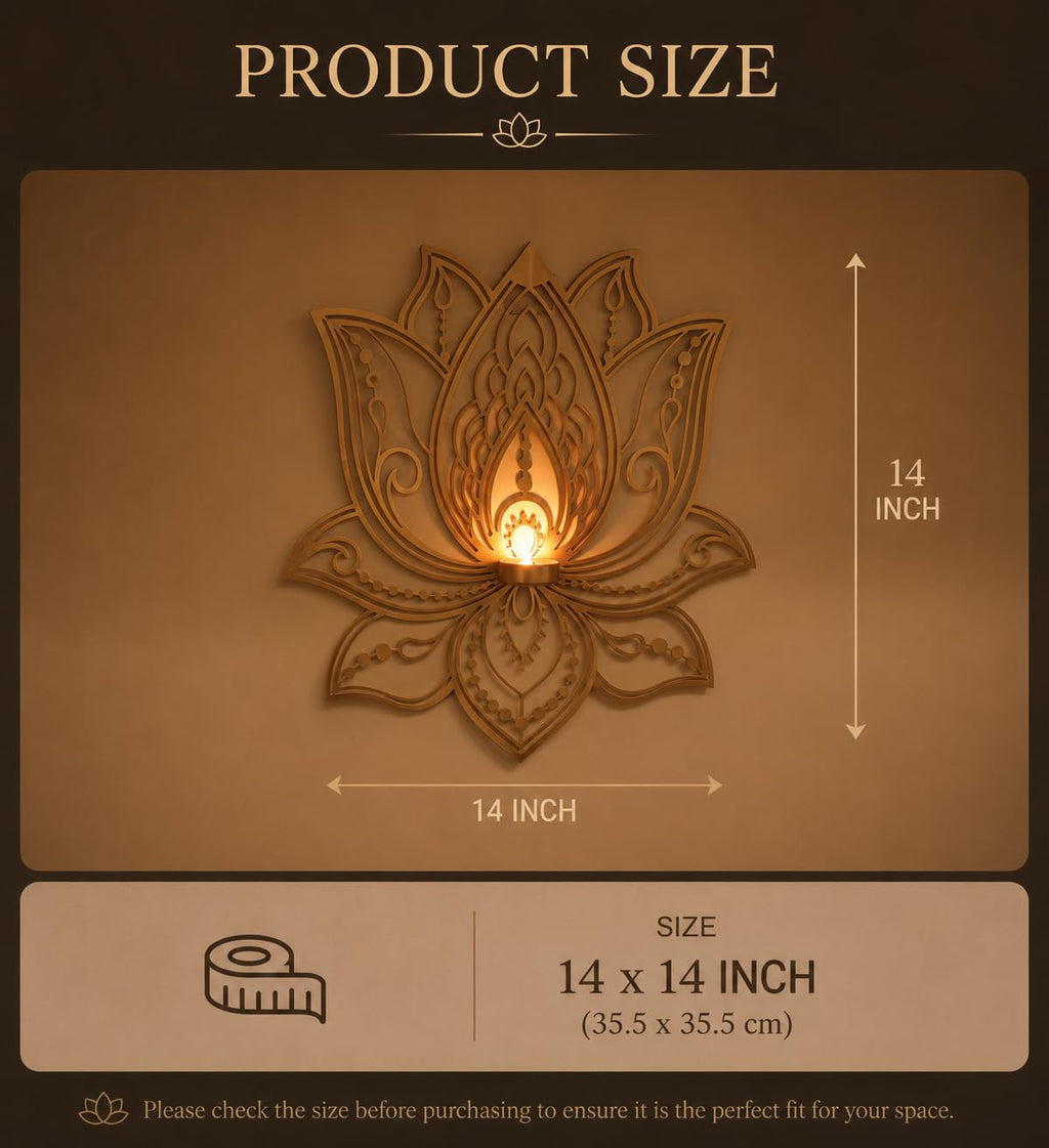 ALCU Wall Hanging Lotus Candle Stand – Elegant Metal Lotus Design for Tealight & Votive Candles | Stunning Home Décor Accent for Living Rooms, Bedrooms, and Meditation Spaces