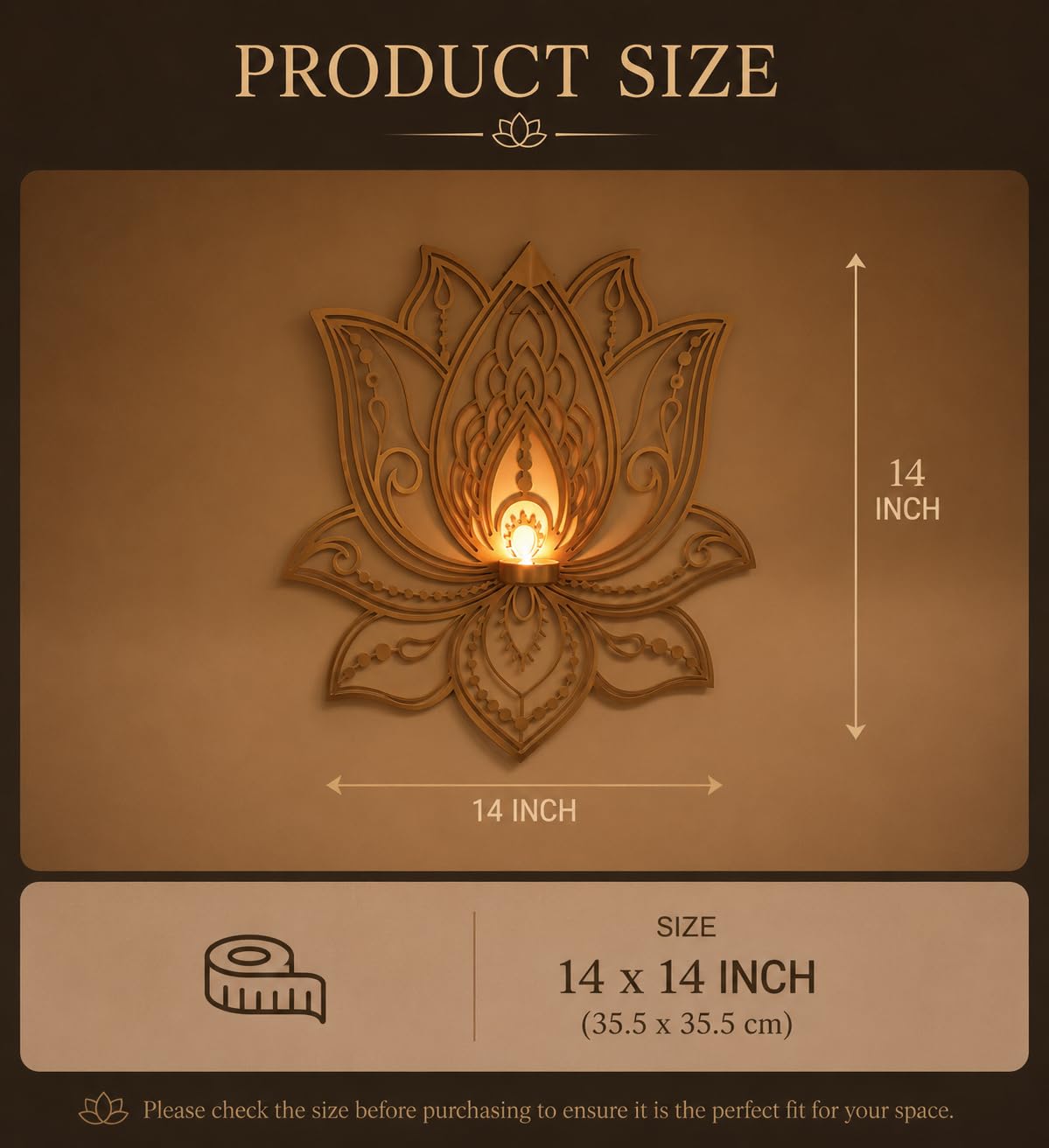 ALCU Wall Hanging Lotus Candle Stand – Elegant Metal Lotus Design for Tealight & Votive Candles | Stunning Home Décor Accent for Living Rooms, Bedrooms, and Meditation Spaces